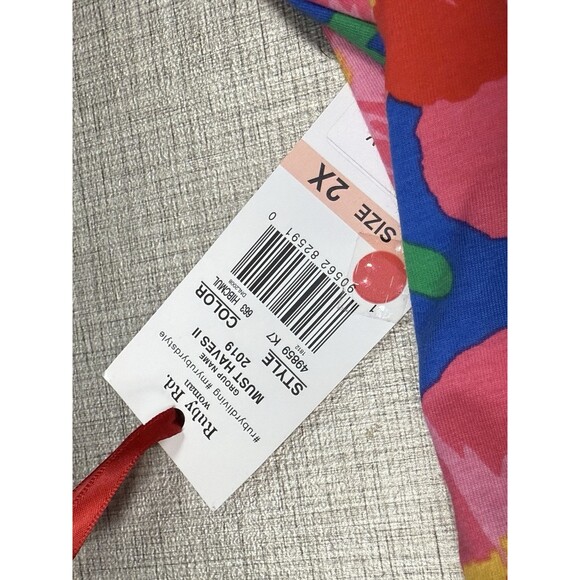 Ruby Rd Floral Shirt Womens Plus Size 2X Tropical Vacation 3/4 Sleeves Stretch - Picture 7 of 8